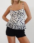 image of Tarkam Top in Grunge Floral Flock Cream