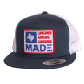 Texas Made Patched Flat Bill Hat featuring a vibrant Texas flag design, perfect as a Texas themed gift. This snapback hat is a great choice for Texas Made Gifts, showcasing pride in Texas and serving as a memorable souvenir from Texas, ideal for those looking for dallas souvenirs or unique texan gifts.