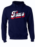 Texas Script Pullover Hoodie featuring a stylish design, perfect for casual wear. This unisex fleece hoodie is a great Texas themed gift, showcasing pride in Texas. Ideal for anyone looking for Texas Made Gifts or souvenirs from Texas, it also makes a fantastic dallas souvenir or a thoughtful option for texan gifts.
