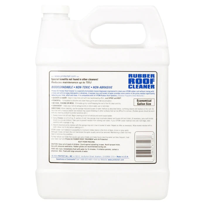 Thetford Rubber Roof Cleaner 67128 1 Gallon - Back Label Detail | United RV Parts
