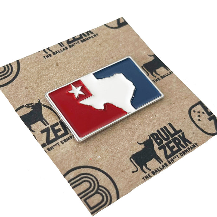 Another view of the TLB Enamel Pin showcasing the Texas flag, a great option for those seeking Texas themed gifts, Texas Made Gifts, and unique souvenirs from Texas, including popular Dallas souvenirs and texan gifts.