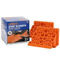 Orange Tri-Lynx Stop N Chock Wheel Chocks 2-Pack with Box - Product View | United RV Parts