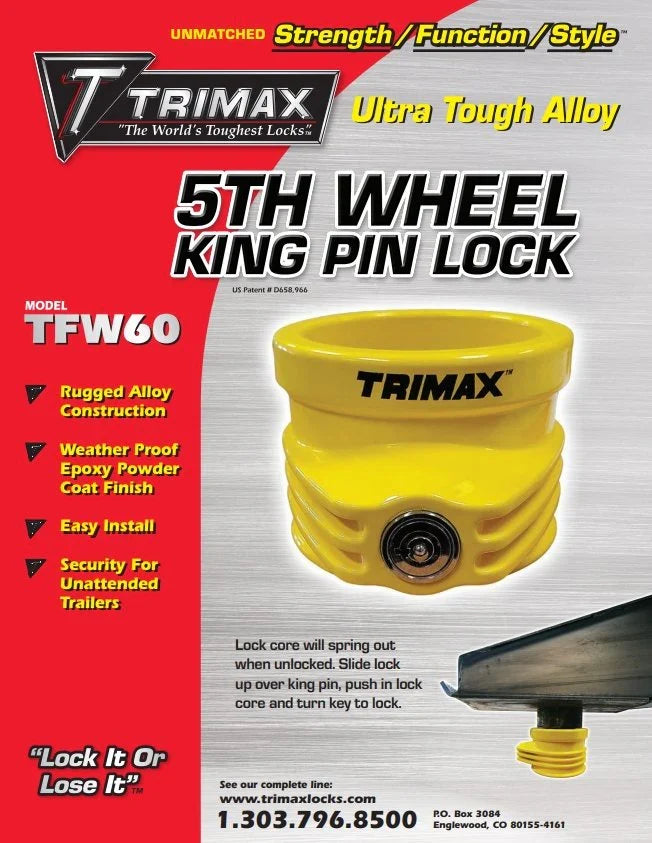 Trimax TFW60 5th Wheel Security Lock Product Brochure | United RV Parts