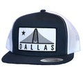 Trinity Dallas Patched Flat Bill Hat featuring a gray and white color scheme, perfect for showing Texas pride. Ideal as a Texas themed gift, this is a great souvenir from Texas and a unique addition to any Texan gifts collection.