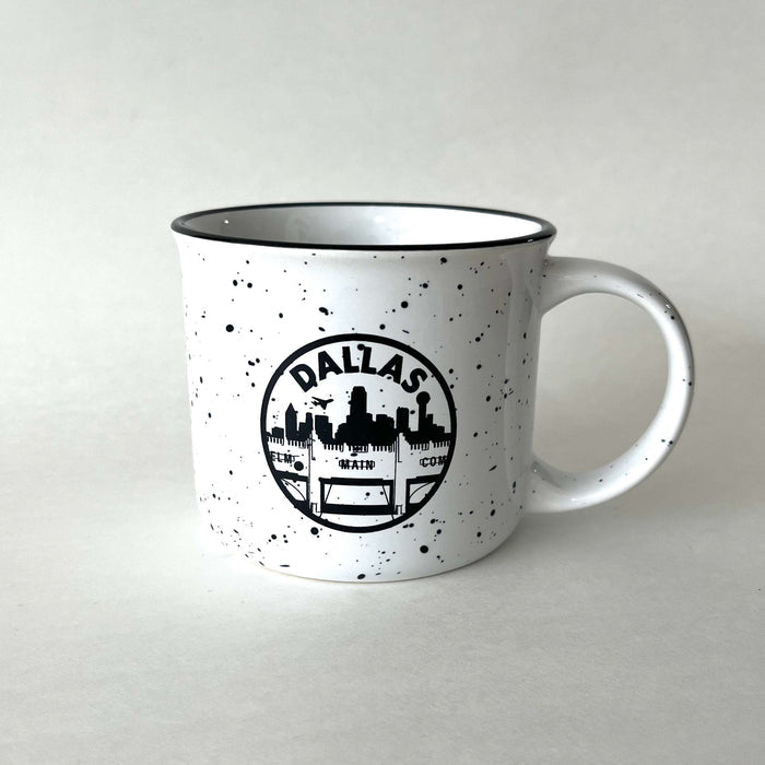 Triple Underpass Coffee Mug featuring a stylish Dallas city skyline design. This Texas themed gift is perfect for anyone looking for Texas Made Gifts and unique souvenirs from Texas. Ideal as a Dallas souvenir or for giving as Texan gifts.