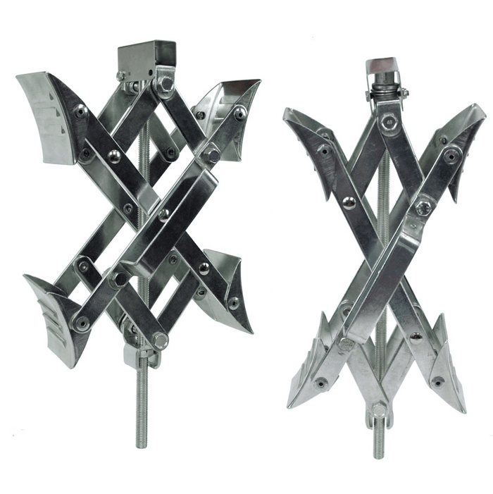Silver Metal Ultra-Fab Supergrip Wheel Chocks Pair - Product View | United RV Parts