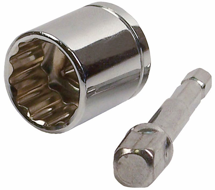 Chrome Steel RV Scissor Jack Speed Socket and Hex Drill Adapter - Angled View | United RV Parts