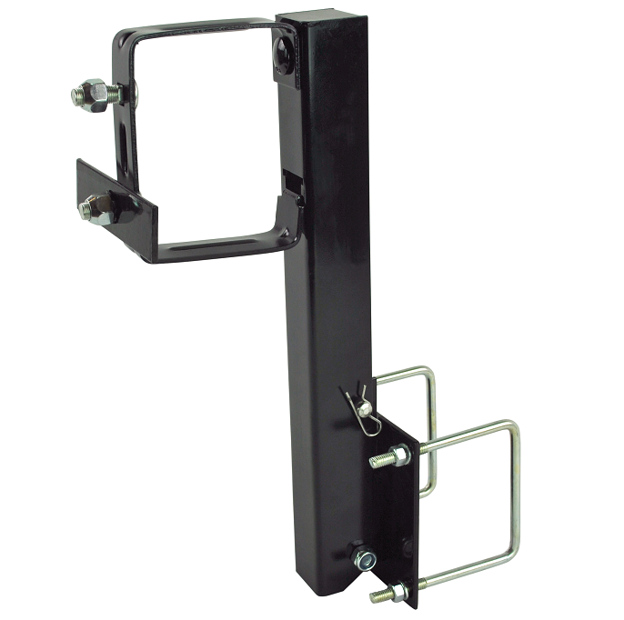 Black Steel RV Spare Tire Carrier with Square Bumper Mount Bracket - Angle View | United RV Parts