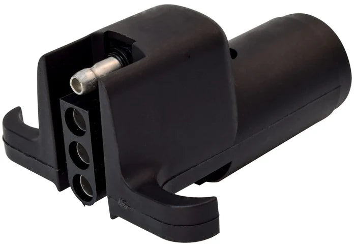 Black Valterra 6-Way to 4-Way Flat Trailer Adapter Plug A10-7264VP - 4-Flat Connector Side View | United RV Parts