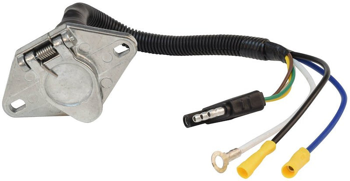 Valterra Trailer Wiring Harness 6-Pole Round Socket End with Color-Coded Wires - Angle View | United RV Parts