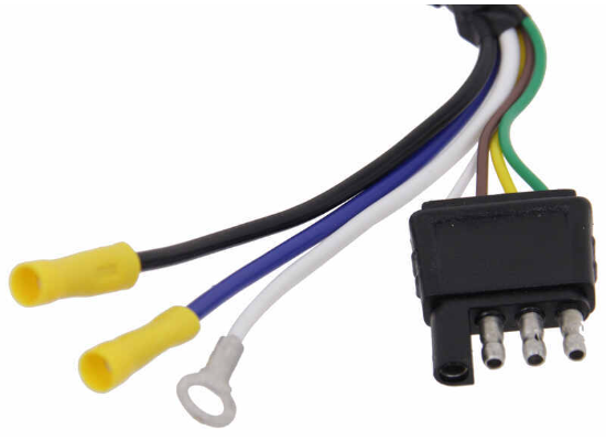 Valterra 4-Way Flat Trailer Connector End with Yellow Terminals - Close-Up Detail | United RV Parts