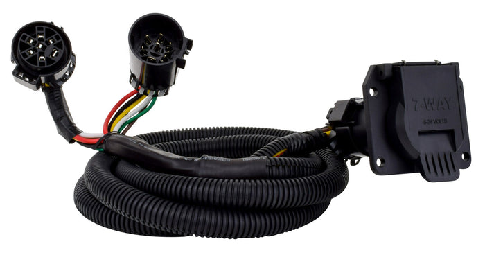 Black 7-Way Trailer Harness with Colored Wire Leads - Full Layout | United RV Parts