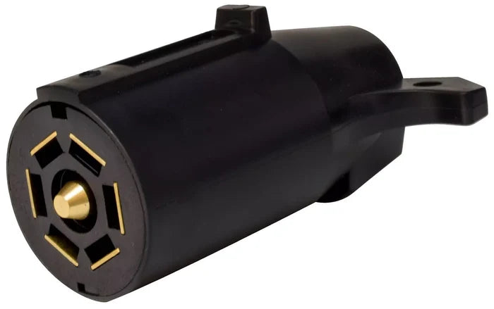 Black Valterra A10-7081 7-Way Trailer Connector - Front Pin Detail View | United RV Parts