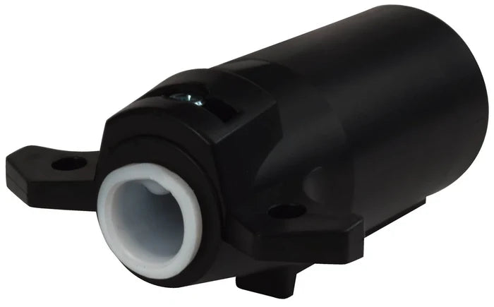 Black Valterra 7-Way Trailer End Connector Showing Weatherproof Socket - Rear Angle View | United RV Parts