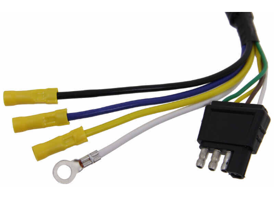 Valterra A10-7084VP 4-Way Flat Connector End with yellow terminals and color-coded wires - Close-Up Detail | United RV Parts