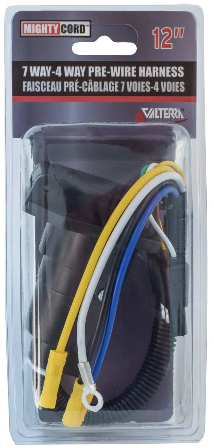 Valterra Mighty Cord A10-7084VP 12-inch 7-Way to 4-Way Pre-Wire Harness - Retail Packaging Front | United RV Parts