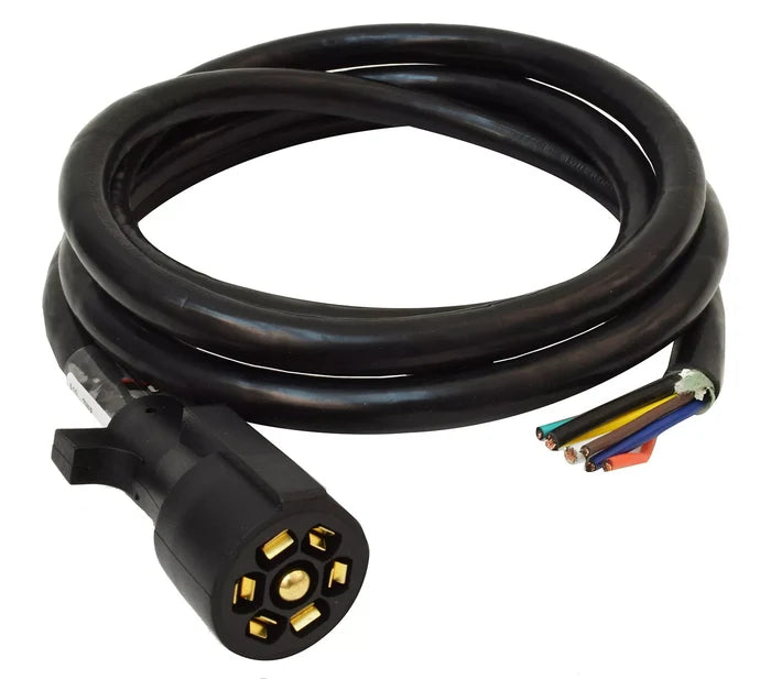 Black Valterra A10-7W8 7-Way Trailer Cord - Coiled View | United RV Parts