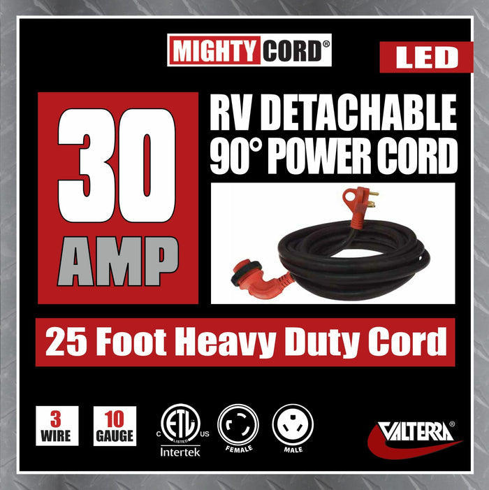 Valterra MightyCord 30 Amp 25 Foot RV Power Cord Package A10-3025ED90 | United RV Parts