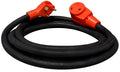 Black Rubber 30 Amp RV Extension Cord with Red Connectors - Coiled View | United RV Parts