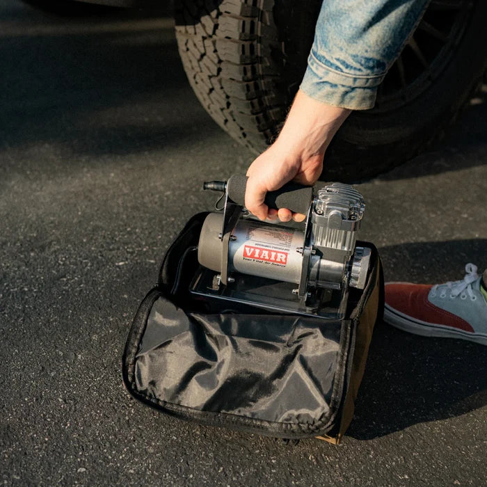 Viair 300P RVS Portable Tire Inflator Being Removed from Carry Bag Roadside - In Use | United RV Parts
