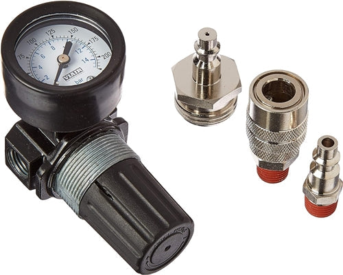 Viair 90145 RV Winterization Kit pressure regulator with NPT quick connect studs and coupler - Angled View | United RV Parts