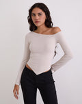 Image of Wakana Asymmetric Long Sleeve Top in Cannoli Cream