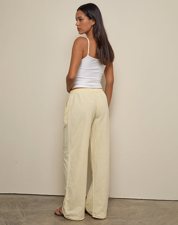 Image of Wasic Wide Leg Trouser in Lemon