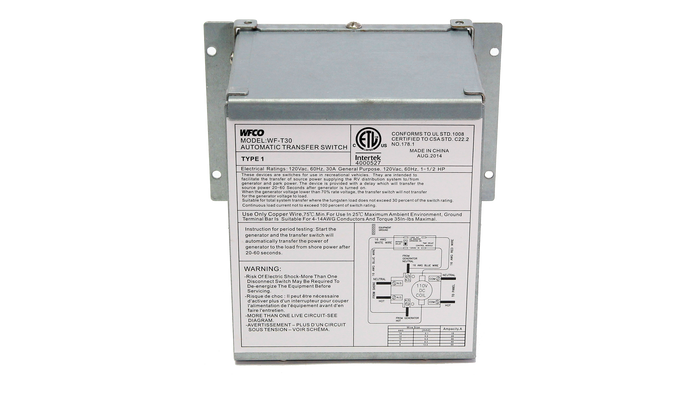 WFCO T-30 Transfer Switch - Installation Label with Wiring Diagram | United RV Parts