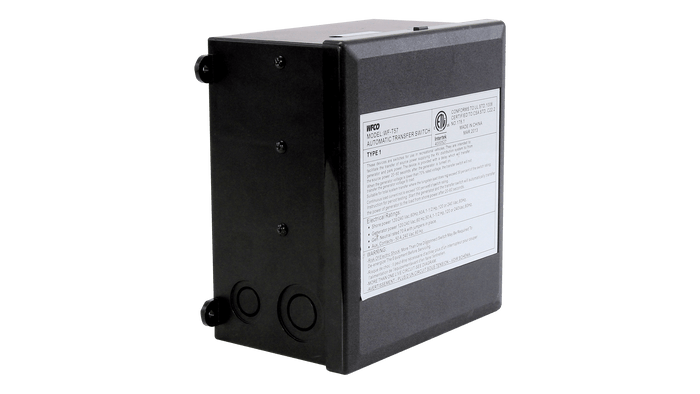 Black WFCO T-57-R Transfer Switch - Side Profile View | United RV Parts