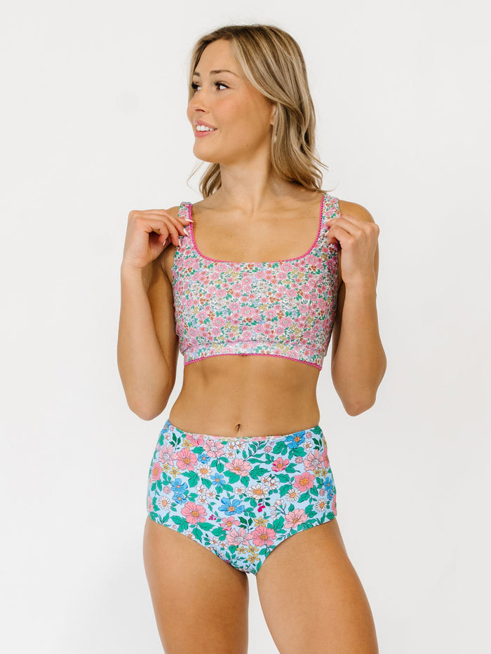 Whimsy Floral / Trellis Floral Reversible Ultra High-Waist Bottom