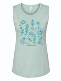 Women's Flowers of Texas Muscle Tank featuring floral designs and the phrase 'Flowers of Texas'. A perfect Texas themed gift that showcases Texas made gifts, ideal as souvenirs from Texas or a Dallas souvenir, making great Texan gifts for any occasion.