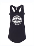 Women's Triple Underpass Racer Tank featuring a Dallas skyline design, perfect for showing Texas pride. A great Texas themed gift, this tank top makes an ideal choice for souvenirs from Texas, ideal for anyone looking for Texan gifts or Dallas souvenirs.
