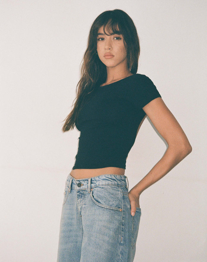 Image of Xiwang Crop Top in Black
