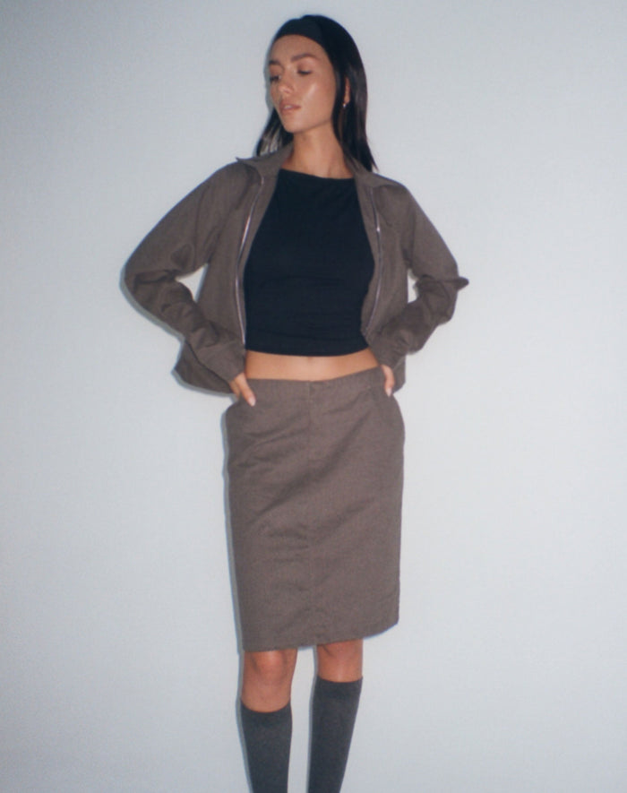 Image of Yahya Midi Skirt in Dark Grey