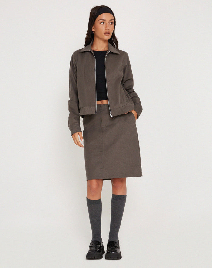 Image of Yahya Midi Skirt in Dark Grey