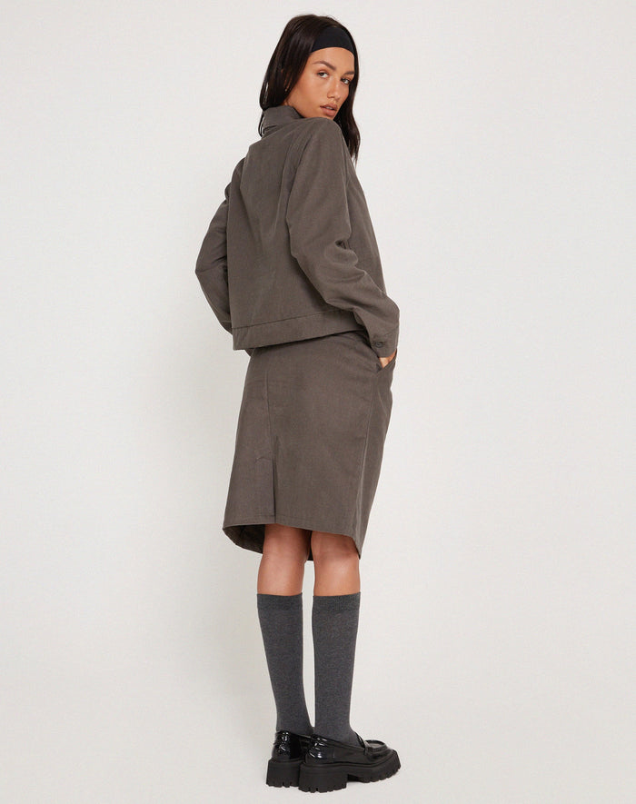 Image of Yahya Midi Skirt in Dark Grey
