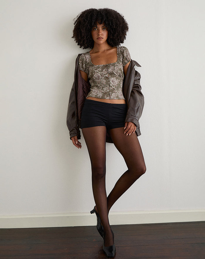 Image of Yakova Blouse in Woven Floral Green