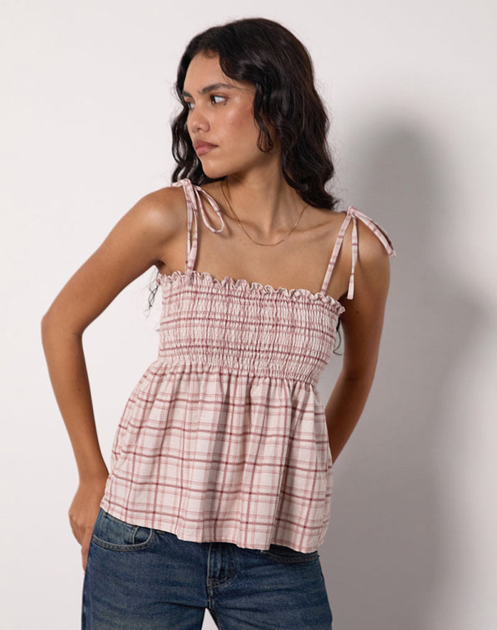 Image of Zerah Top in Basic Tartan Pink