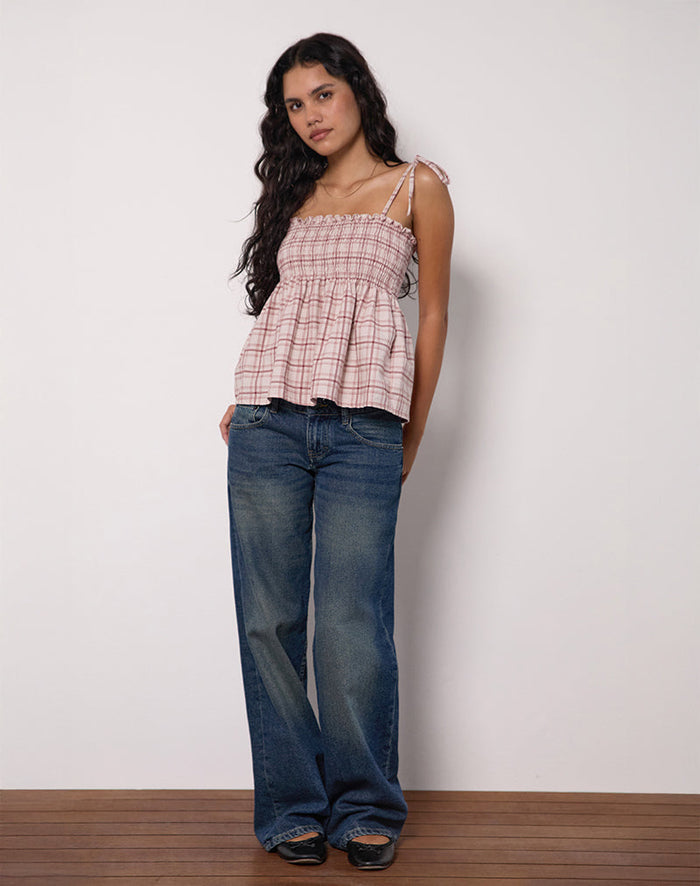 Image of Zerah Top in Basic Tartan Pink