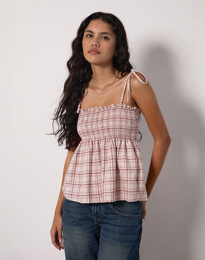 Image of Zerah Top in Basic Tartan Pink